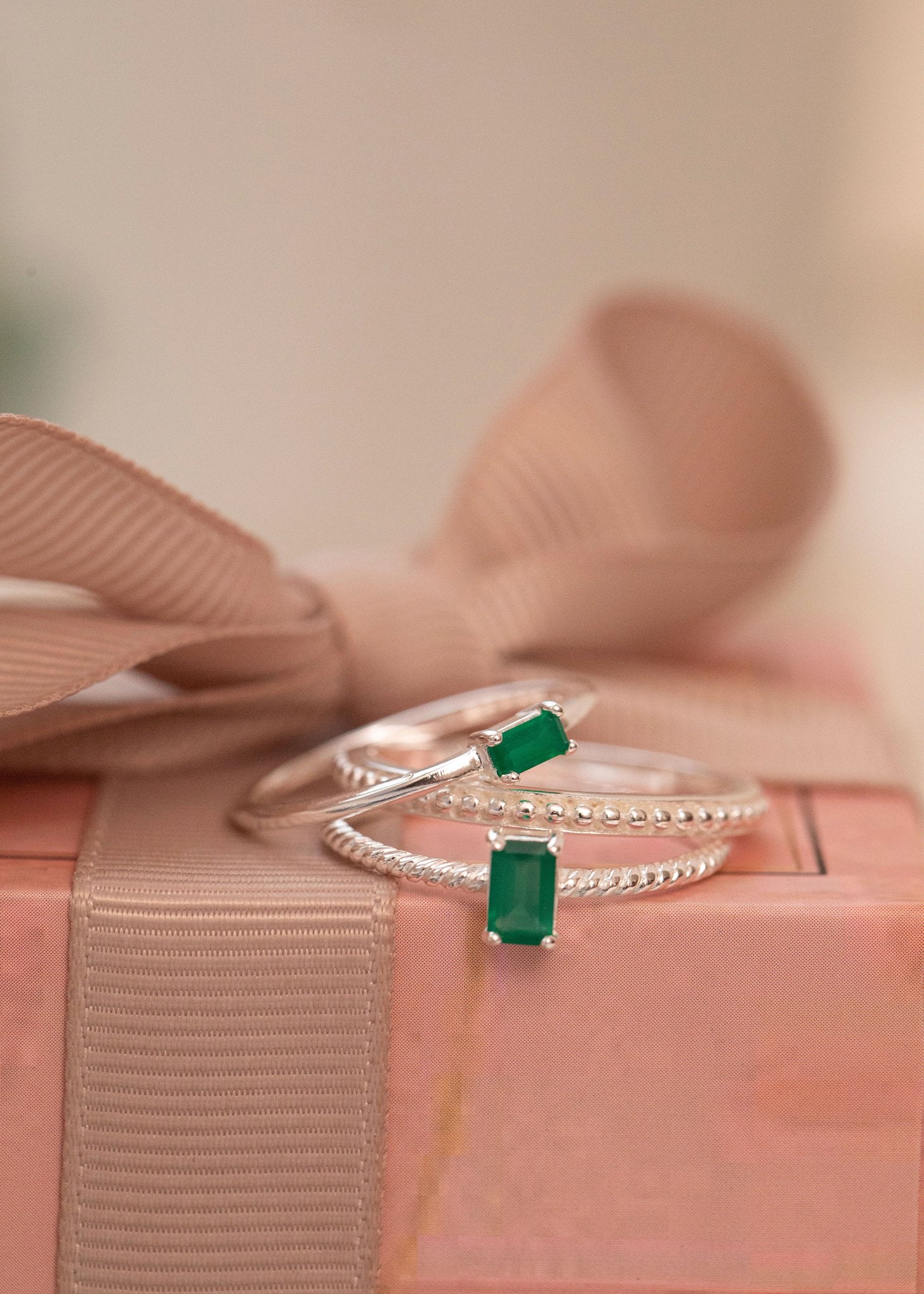 Confetti ring med Grön Agat - silver