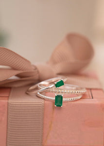 Confetti ring med Grön Agat - silver