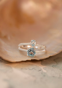 Aqua ring med blå topas - silver