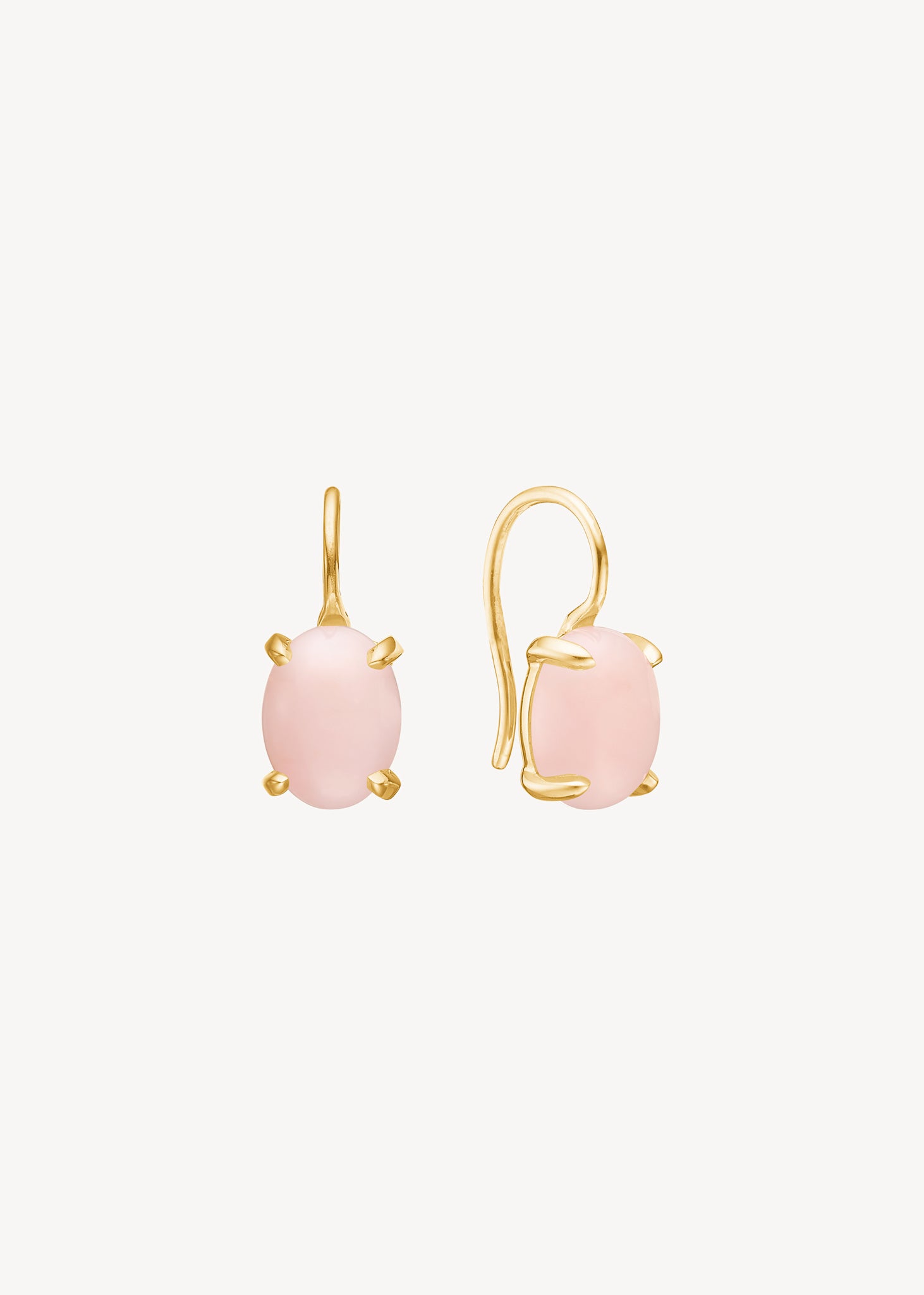 øreringe med krog i dråbeform i ægte 10 karat guld med sat med oktobers fødselssten, pink opal ædelsten, perfekt gave med fødselssten til hende og gaven til mor 
