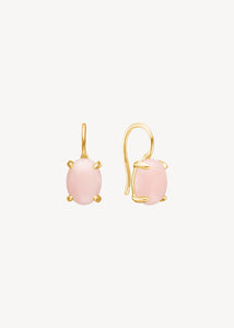 øreringe med krog i dråbeform i ægte 10 karat guld med sat med oktobers fødselssten, pink opal ædelsten, perfekt gave med fødselssten til hende og gaven til mor 