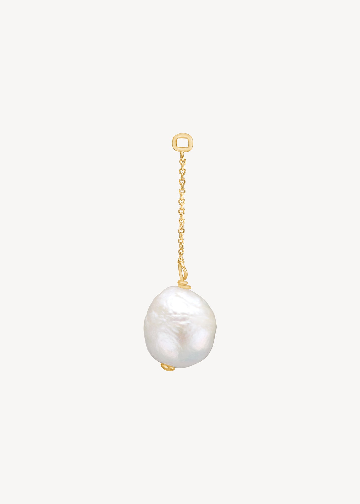 Charm til hoops i 10 karat ægte guld med en lang guld kæde og en hvid barok ferskvandsperle, perfekt gave til hende 