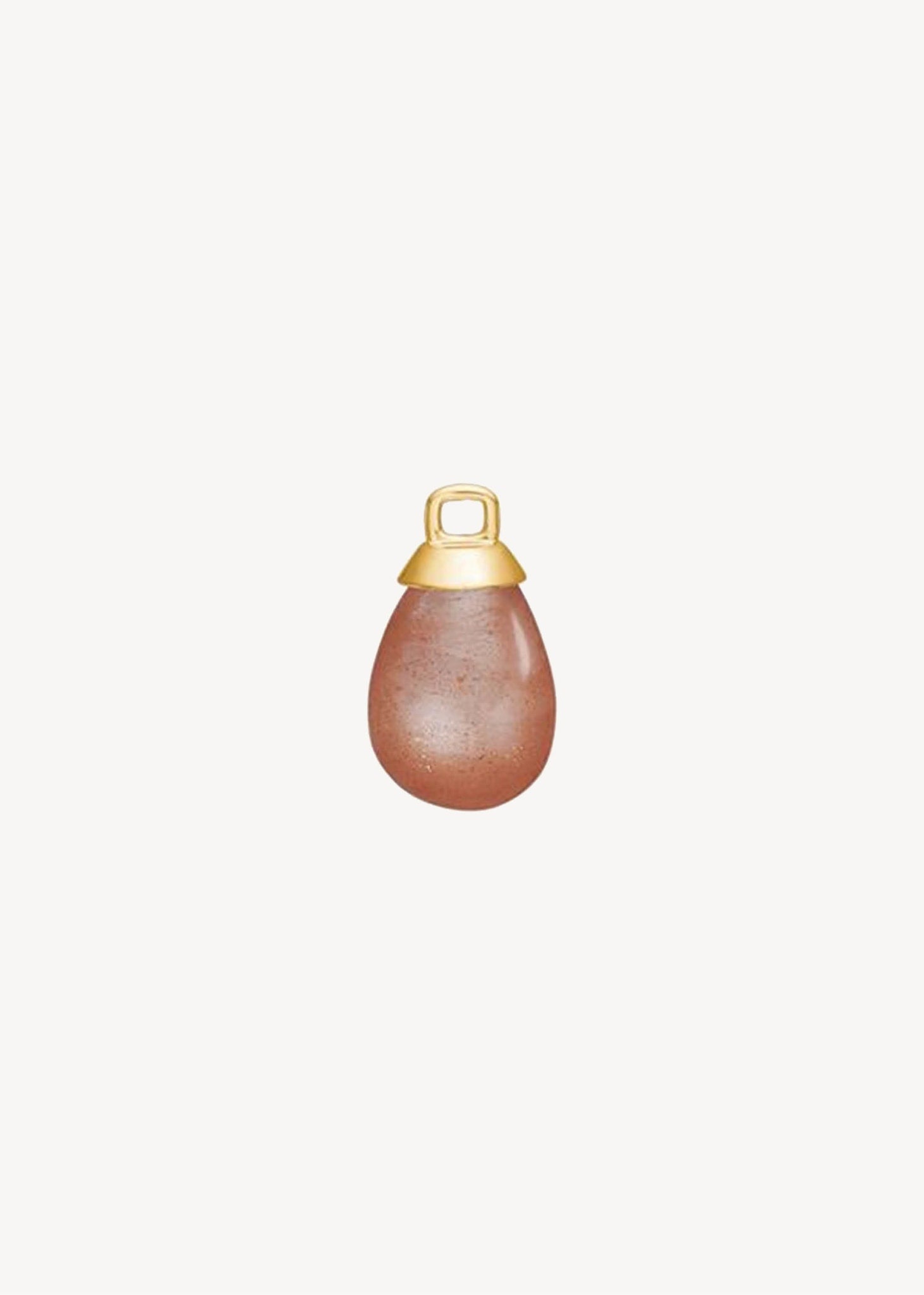 Smukt charm til hoops i 10 karat ægte guld med en elegant dråbe af ferskenfarvet solsten ædelsten, perfekt gave til hende og sommer ørering