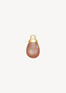 Smukt charm til hoops i 10 karat ægte guld med en elegant dråbe af ferskenfarvet solsten ædelsten, perfekt gave til hende og sommer ørering