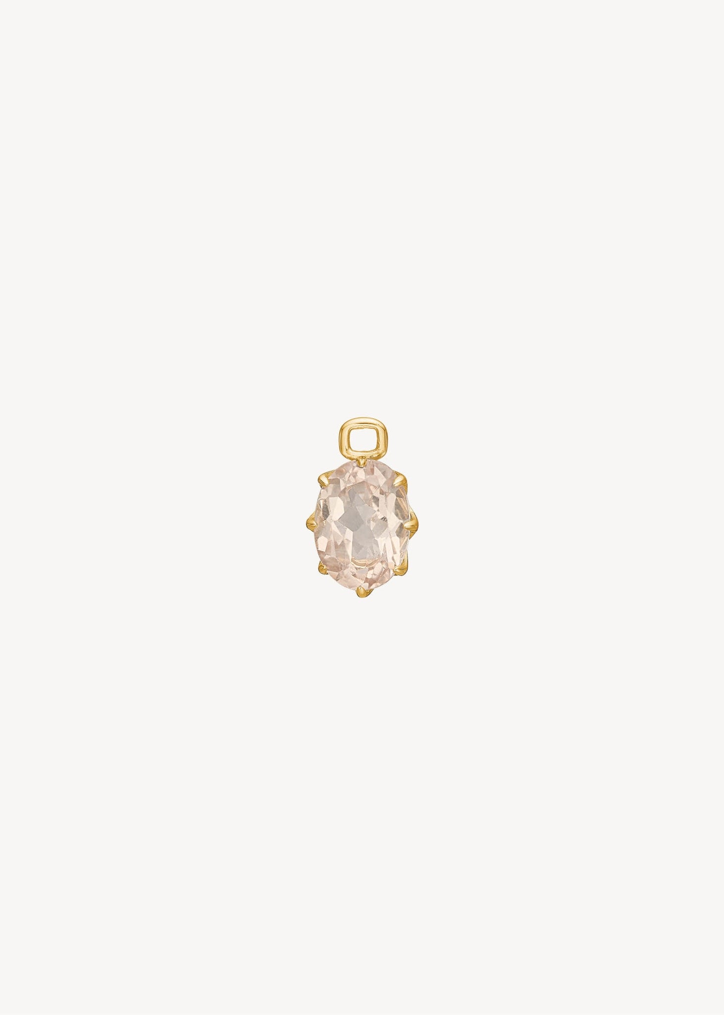 Charm til hoops og charms i 10 karat ægte guld med en champagne kvarts ædelsten til ham og hende, perfekt gave til hende