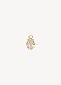 Charm til hoops og charms i 10 karat ægte guld med en champagne kvarts ædelsten til ham og hende, perfekt gave til hende