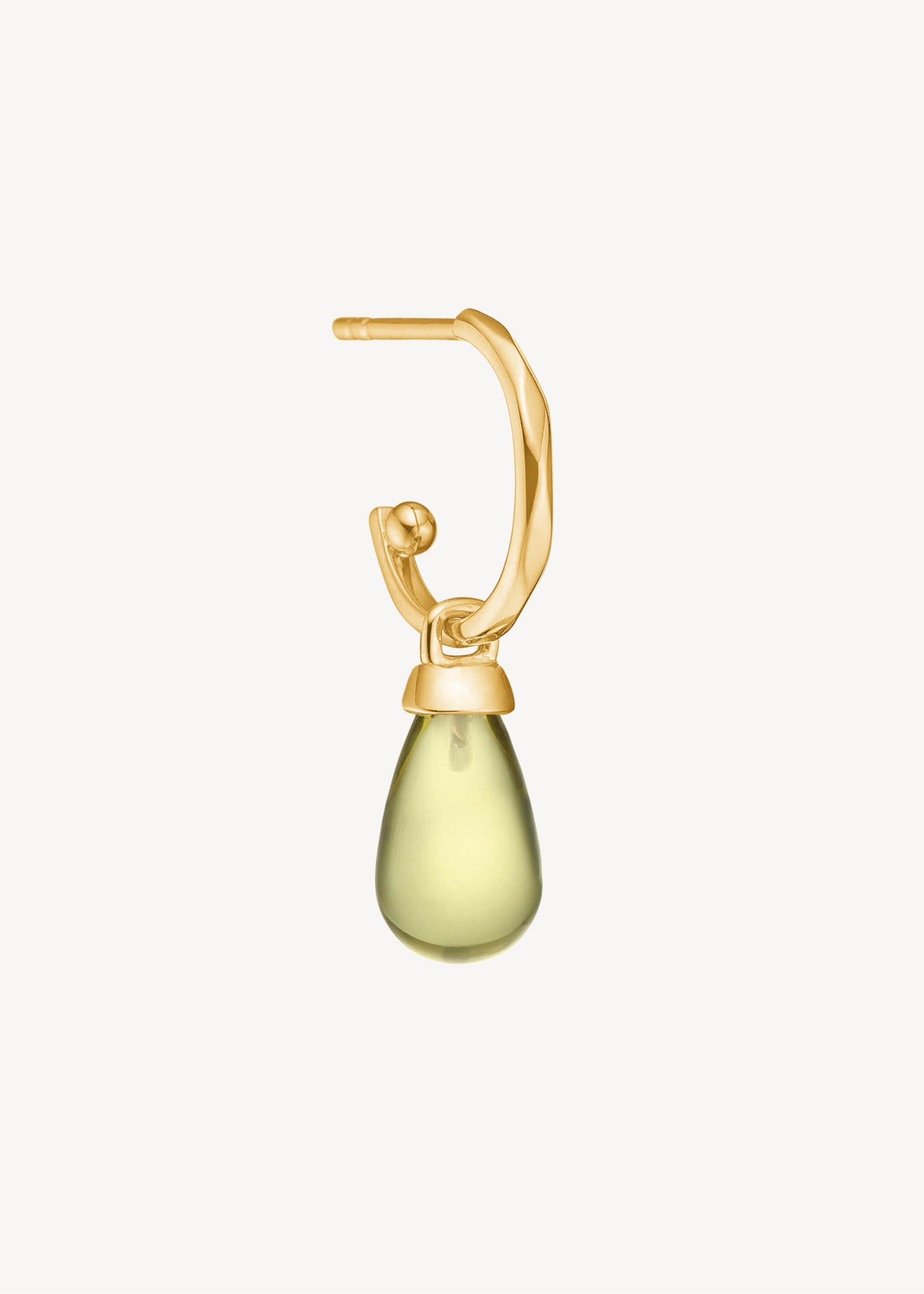 Hoop øreringe i ægte 10 karat guld med lemon kvarts ædelsten 