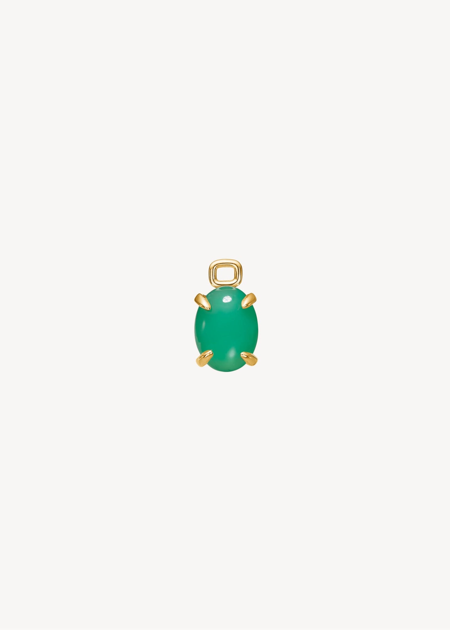 Luksus charm til hoops i 10 karat ægte guld med en høj kvalitet chrysopras ædelsten i klar grøn farve, perfekt gave til hende 