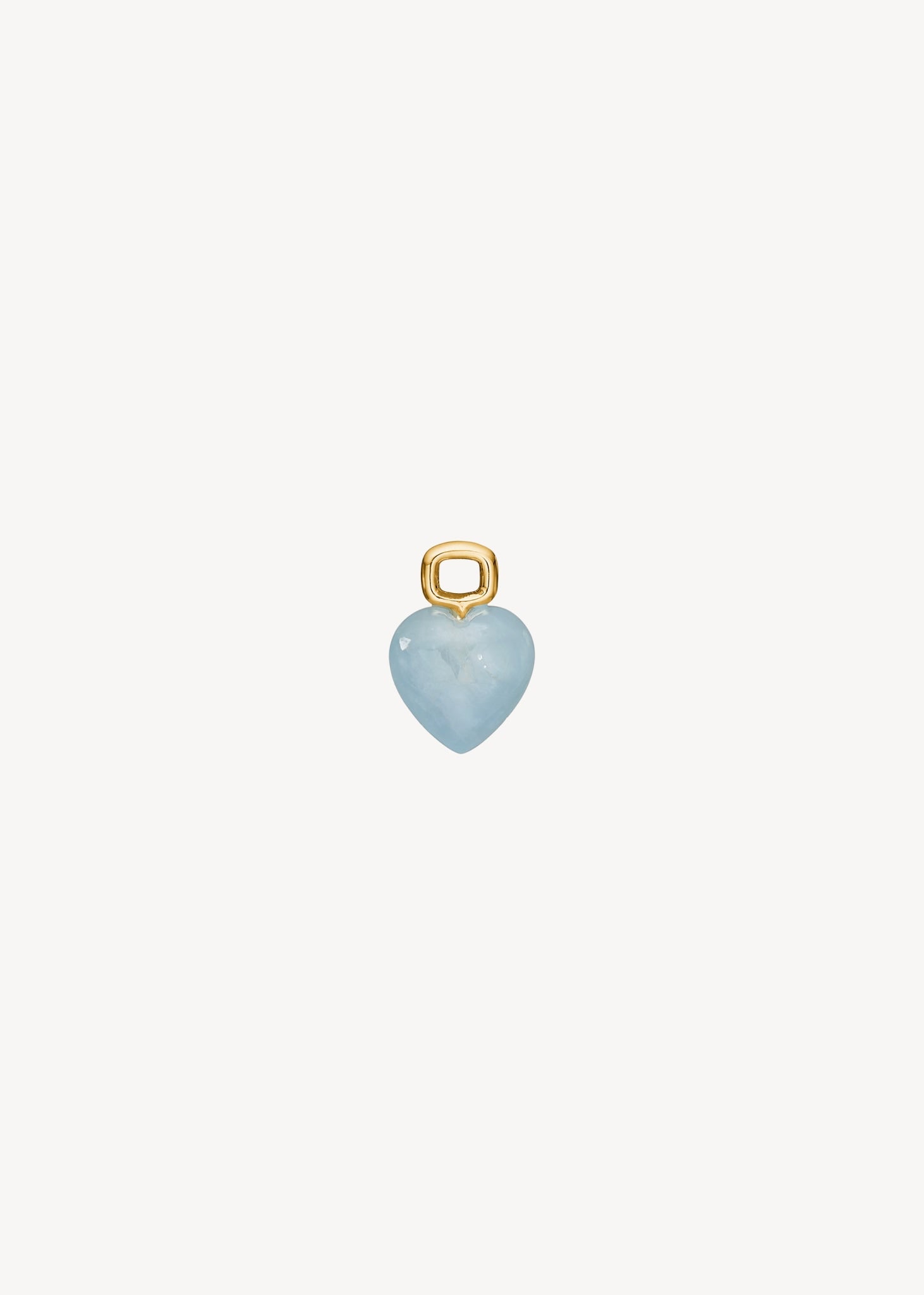 Hjertevedhæng til øreringe fra Carré Jewellery sat med en hjerteformet Akvamarin ædelsten i ægte guld fatning