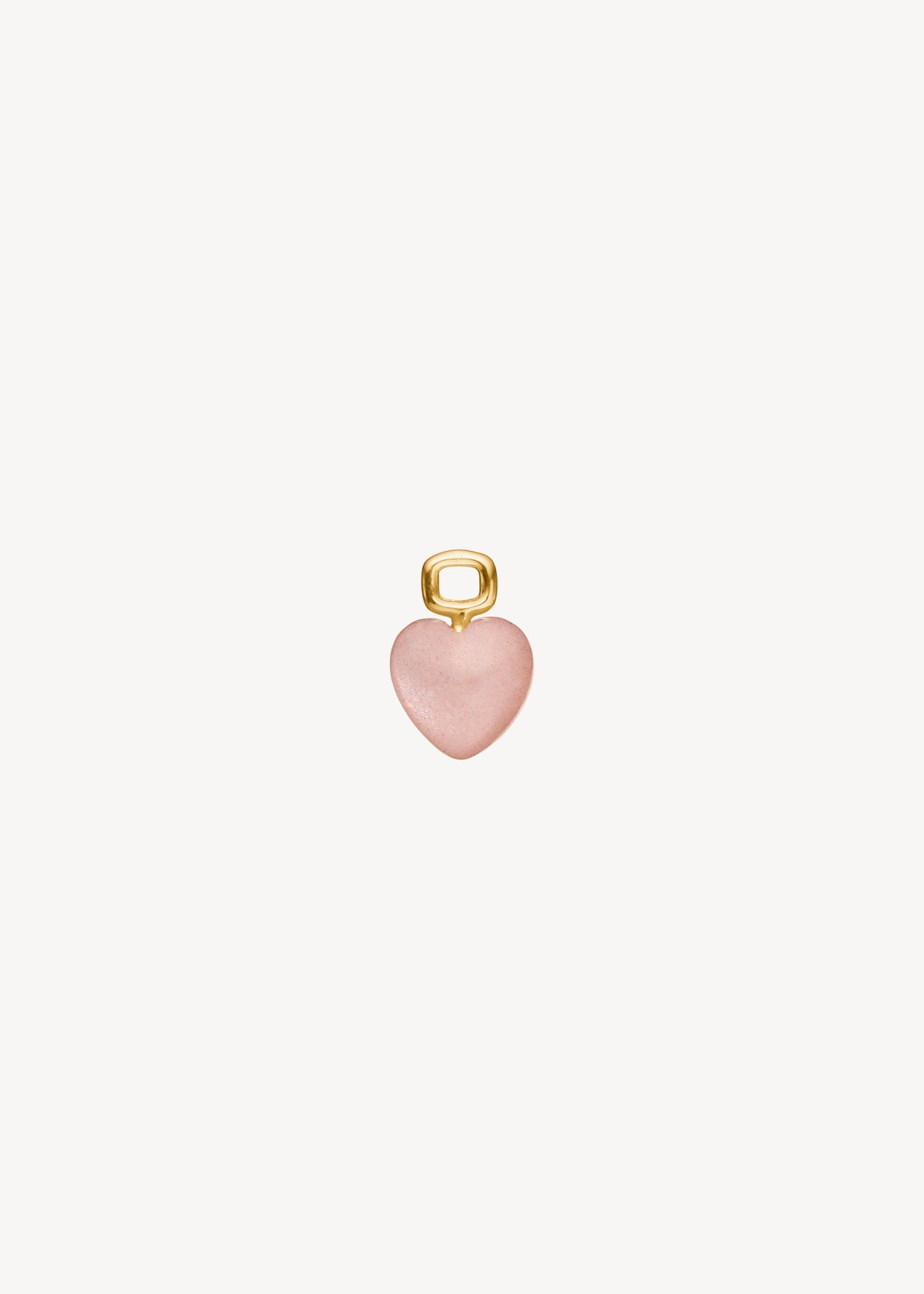 Hjertevedhæng til øreringe fra Carré Jewellery sat med en hjerteformet pink Månesten ædelsten i ægte guld fatning