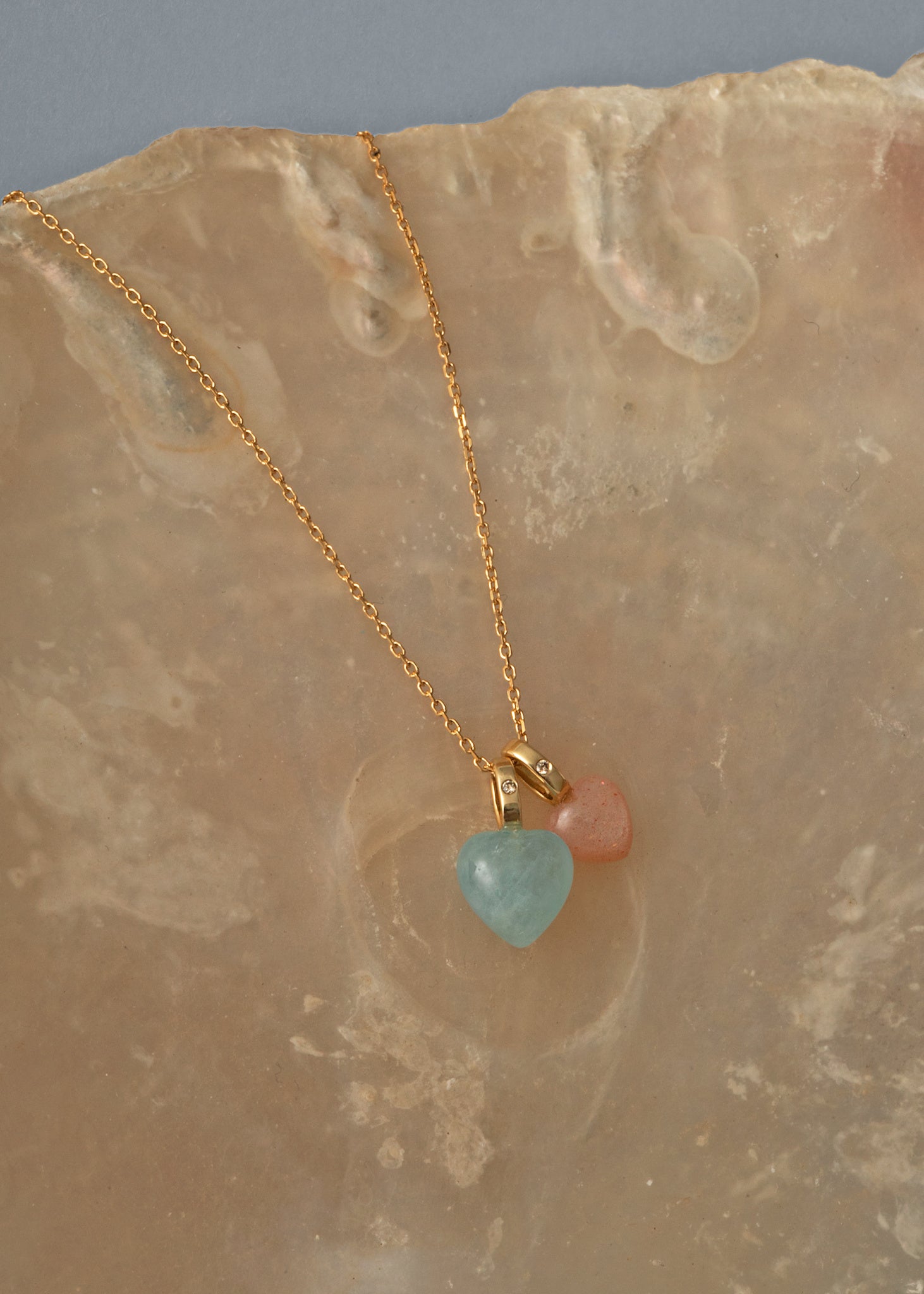 10-karat Heart hänge med Sandmånsten och Diamant