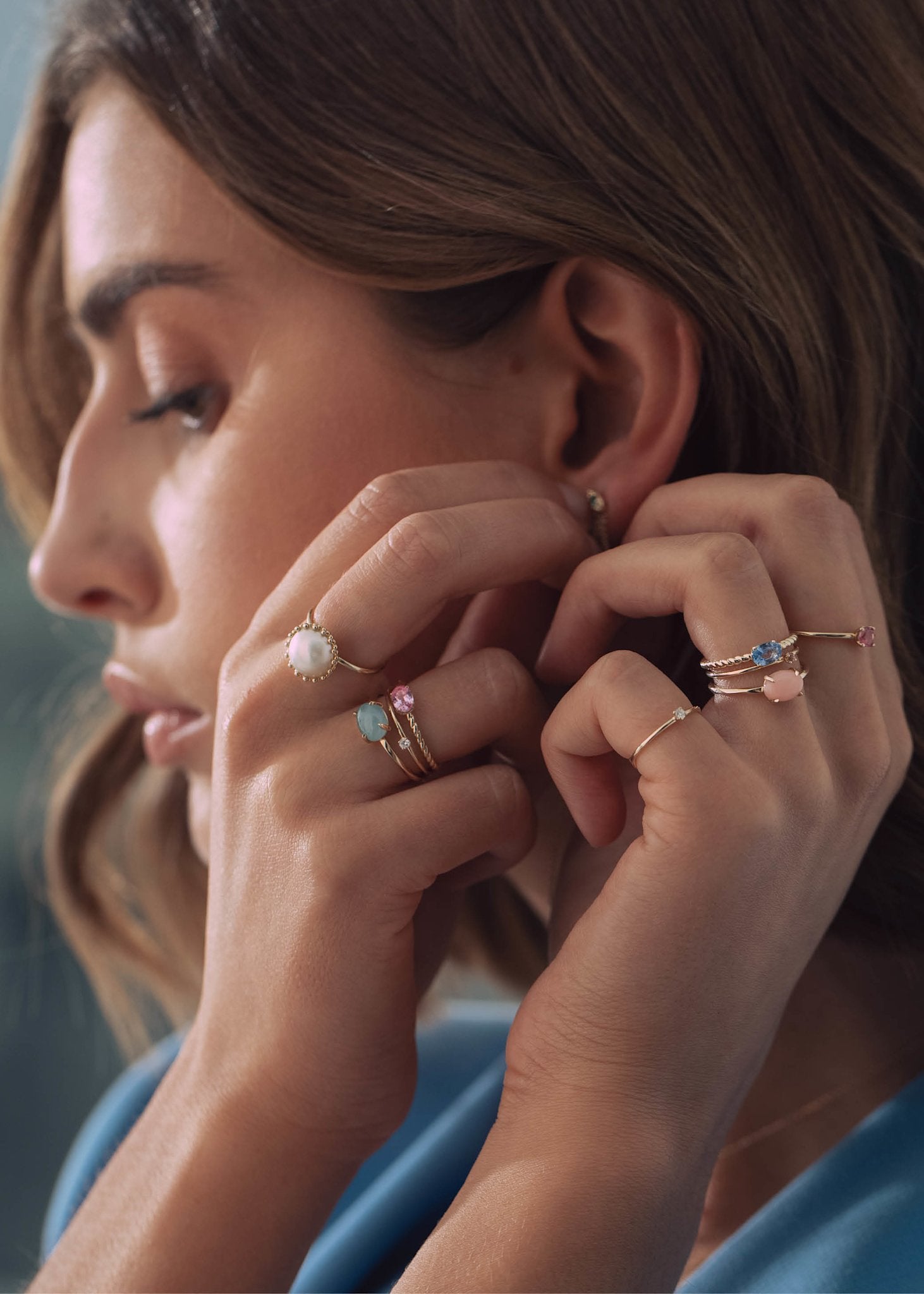 10-karat Tournure ring med Rosa Opal