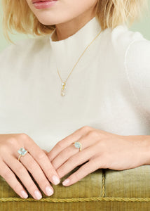 10-karat Bubble ring med Akvamarin - 10x8mm