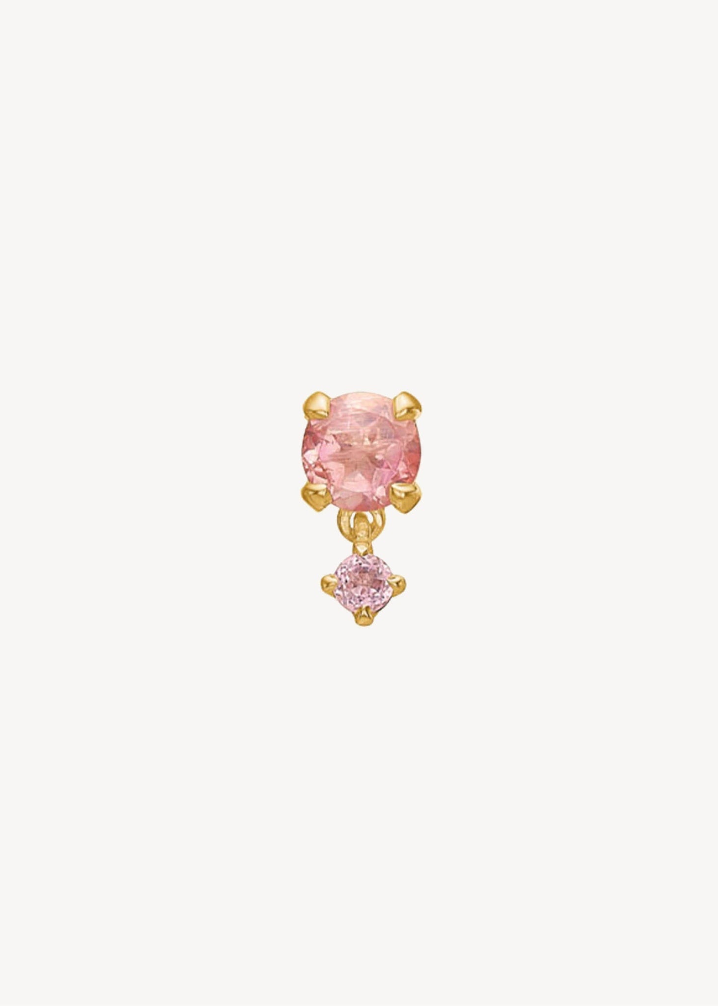 10-karat ægte guld enkelt ørestik med to lyserøde turmalin ædelsten fra carré jewellery