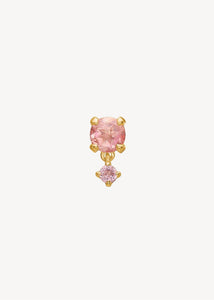 10-karat ægte guld enkelt ørestik med to lyserøde turmalin ædelsten fra carré jewellery