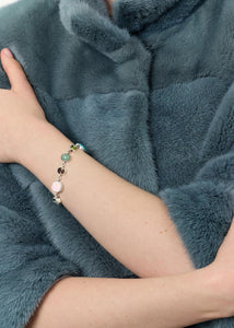Camé armband med ädelstenar - oxiderat silver