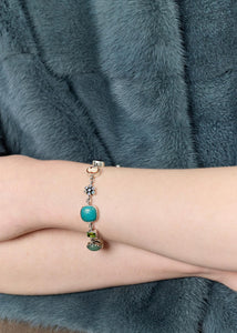 Camé armband med ädelstenar - oxiderat silver