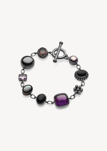 Florence armband med blandade ädelsten - oxiderat silver