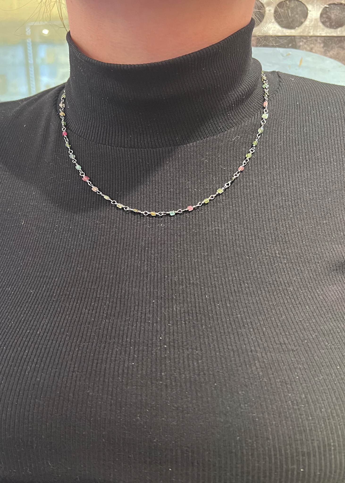 Gemma halsband med turmalin - oxiderat silver