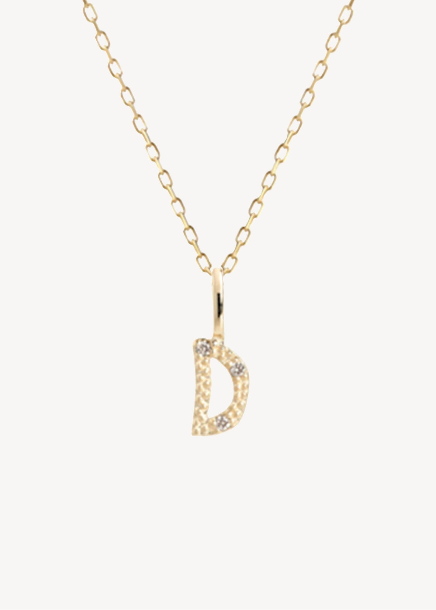Bogstavsvedhæng til halskæder og armbånd i ægte 10 karat guld med bogstavet D sat med tre diamanter, perfekt gave til hende, dåbsgave og gave til mor