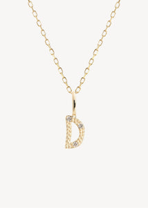 Bogstavsvedhæng til halskæder og armbånd i ægte 10 karat guld med bogstavet D sat med tre diamanter, perfekt gave til hende, dåbsgave og gave til mor