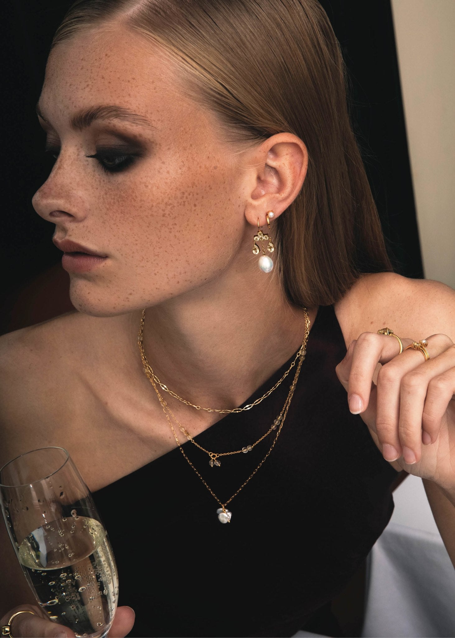 Duet hoops med pärla - guldpläterad