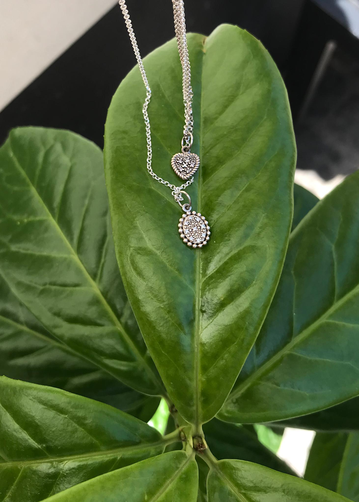 Love hänge med diamant - oxiderat silver