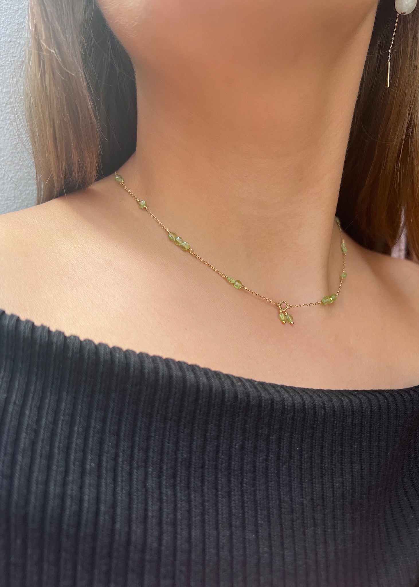 Eiffel kedja med Peridot - guldpläterad