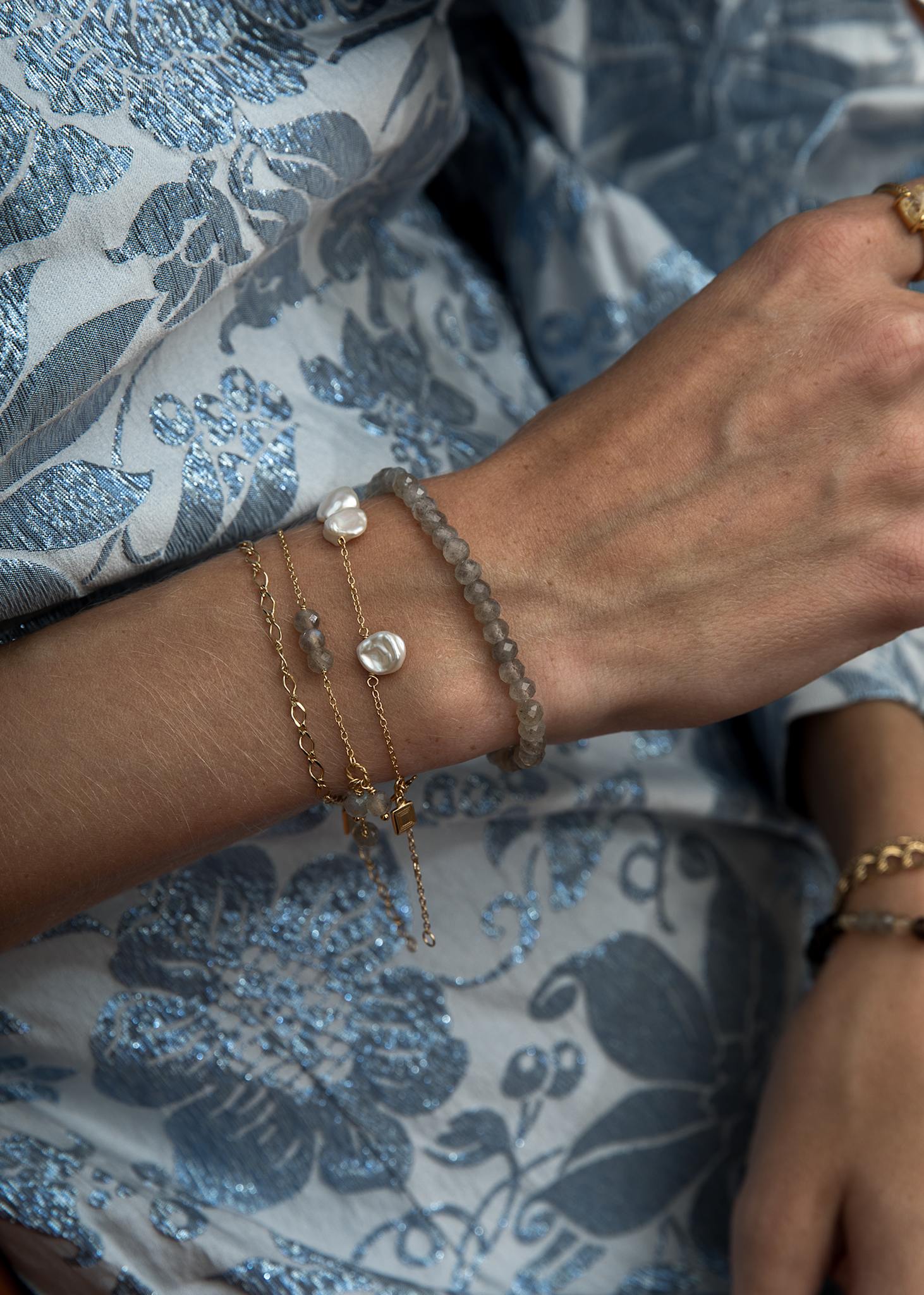 Eiffel armband med rondell Labradorit - guldpläterad