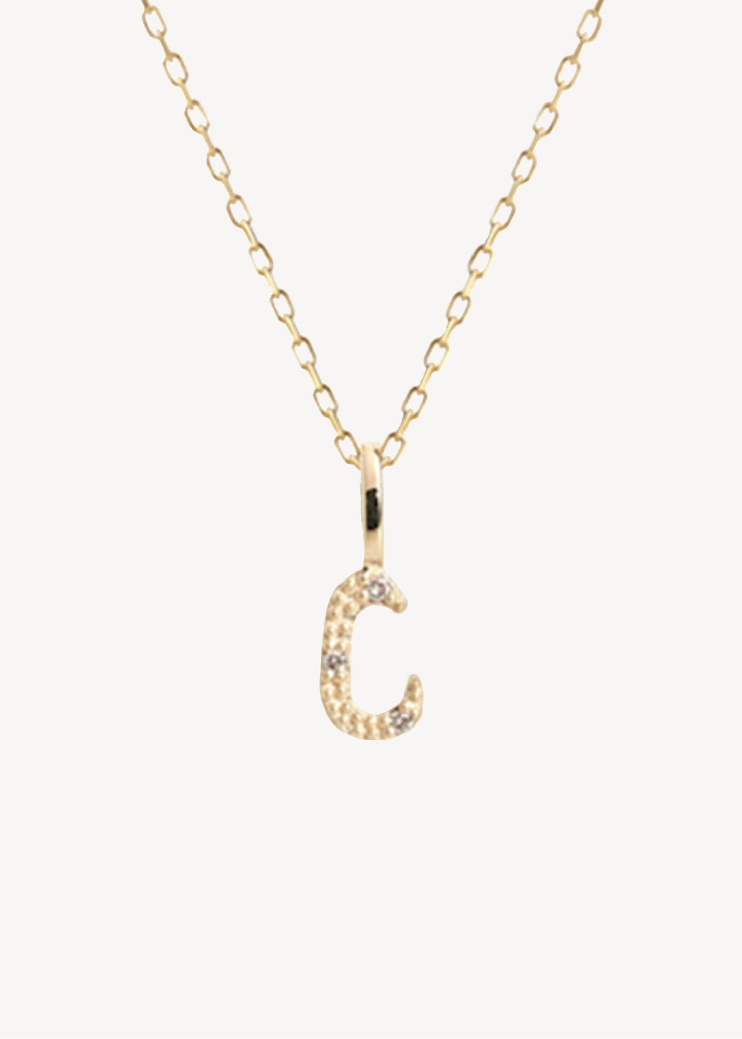 Bogstavsvedhæng til halskæder og armbånd i ægte 10 karat guld med bogstavet C sat med tre diamanter, perfekt gave til hende, dåbsgave og gave til mor